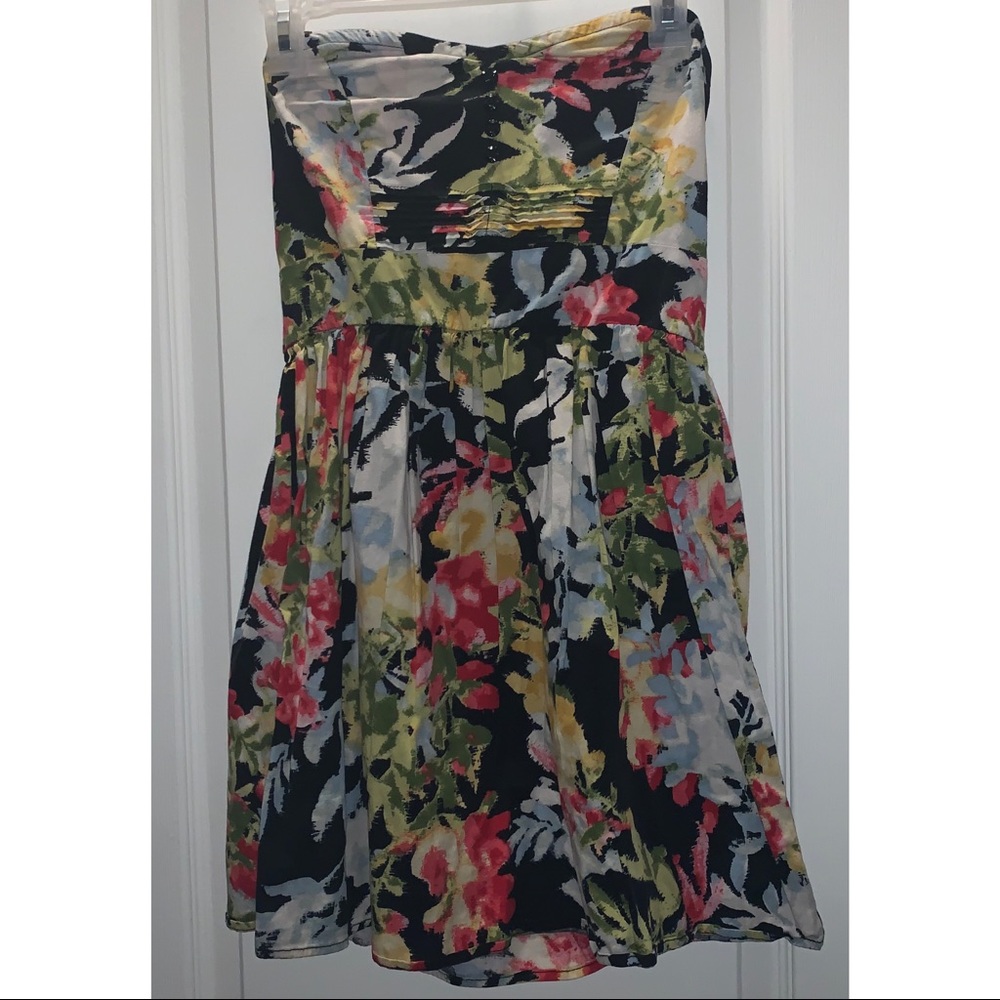 Strapless black floral dress BeBop M
